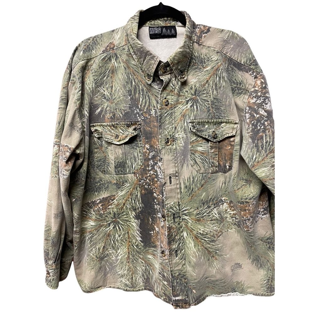WFS Camo button down heavy cotton polyester blend shirt. Ridge Ghost #0110